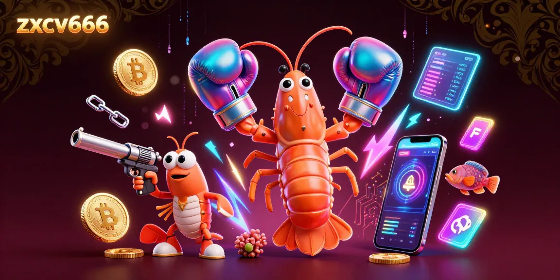 zxcv666 showcases dynamic casino excitement with 3D cartoon characters and crypto elements in vibrant detail.