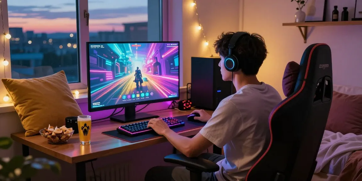 Engaging NSFW apk gaming atmosphere with colorful lights and cozy setting.
