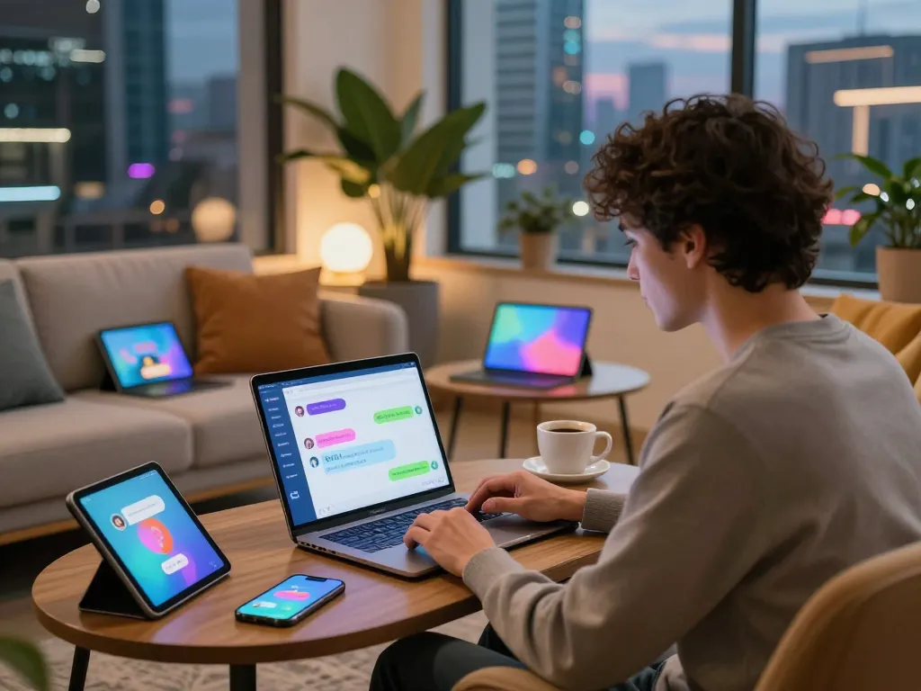 Engaging in AI chat NSFW interactions in a cozy digital lounge, illustrating user experience with avatar chats.