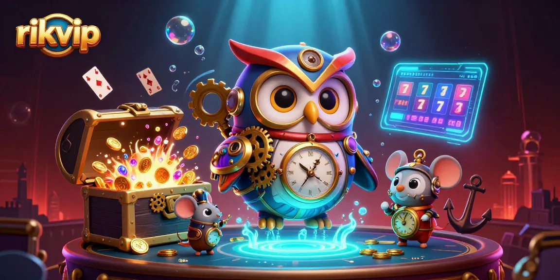 Experience exciting gaming adventures with rikvip in a vibrant 3D casino illustration featuring captivating elements.