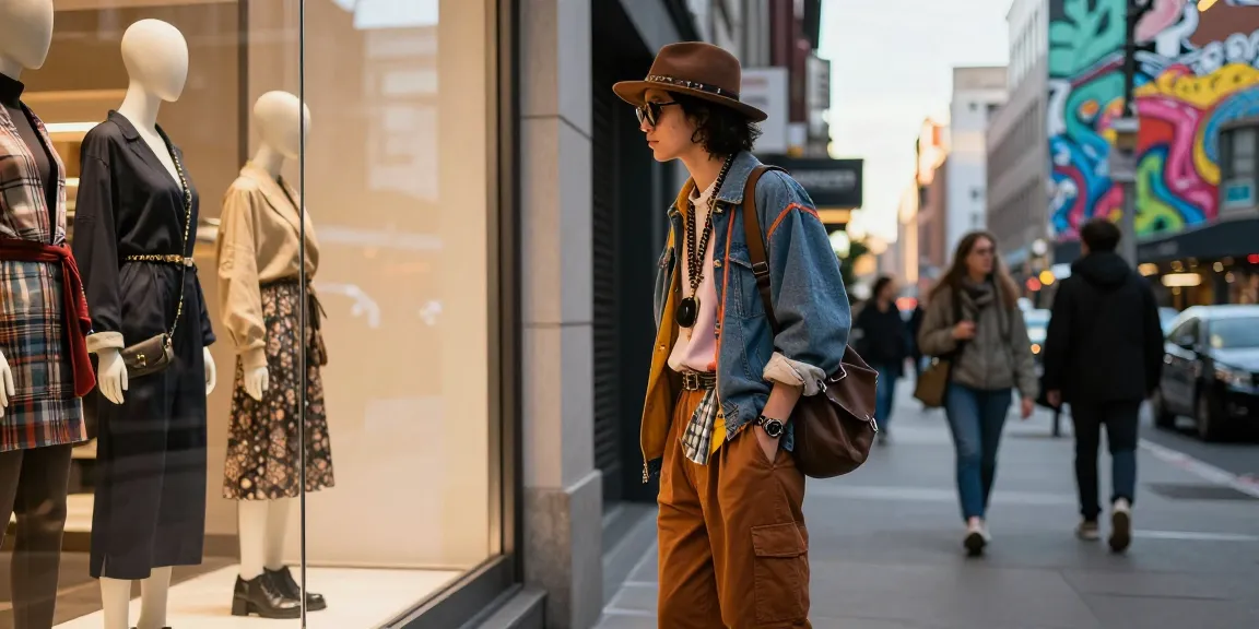 Stylish individual exploring fashion trends at https://www.sukan8a.com/ in a vibrant urban setting.
