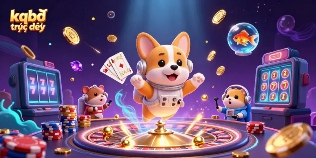 Experience kqbđ trực tiếp with a vibrant digital illustration showcasing exciting casino elements.